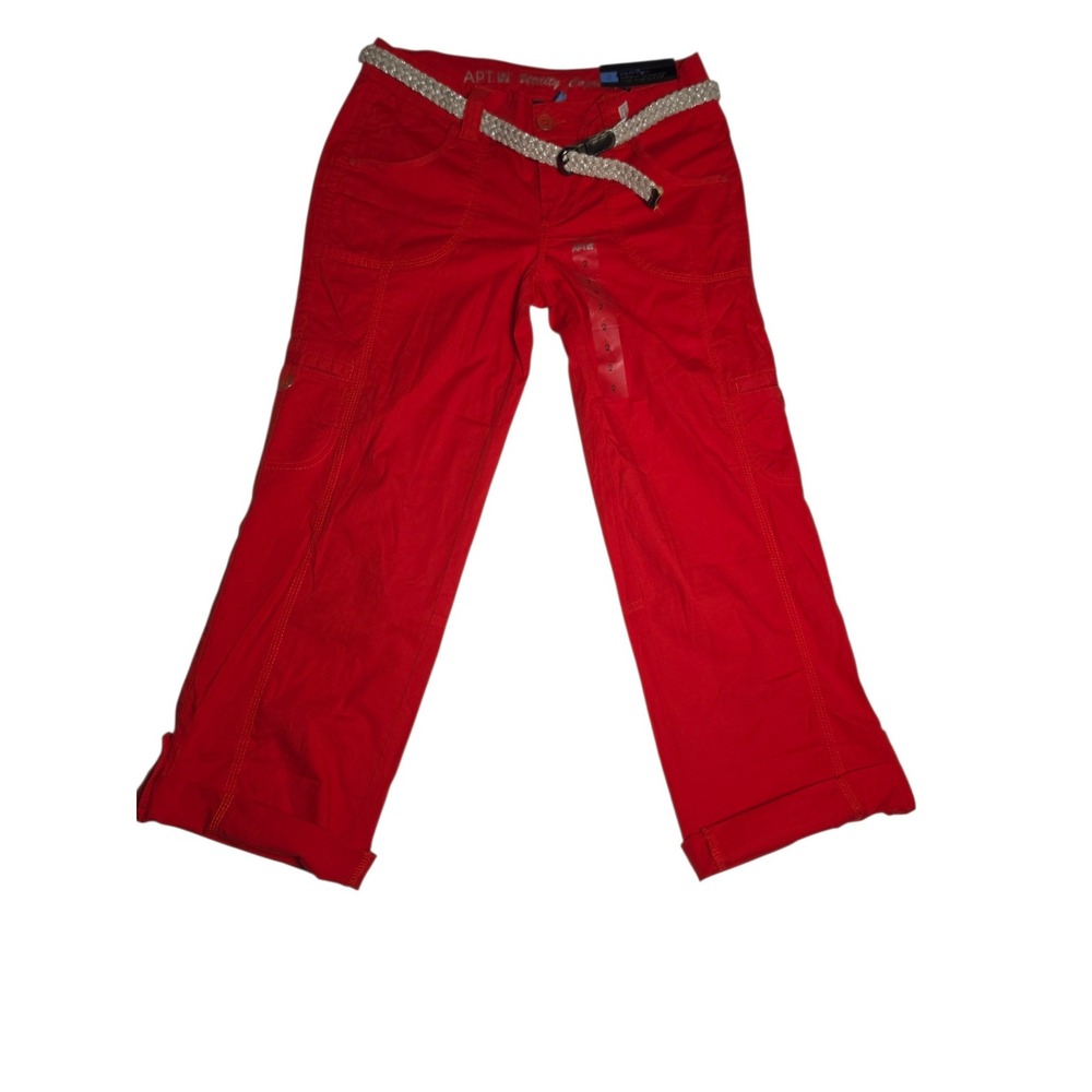 Apt. 9 Utility Capris Red Modern Fit Cargo Pants with Belt Size 2 NWT